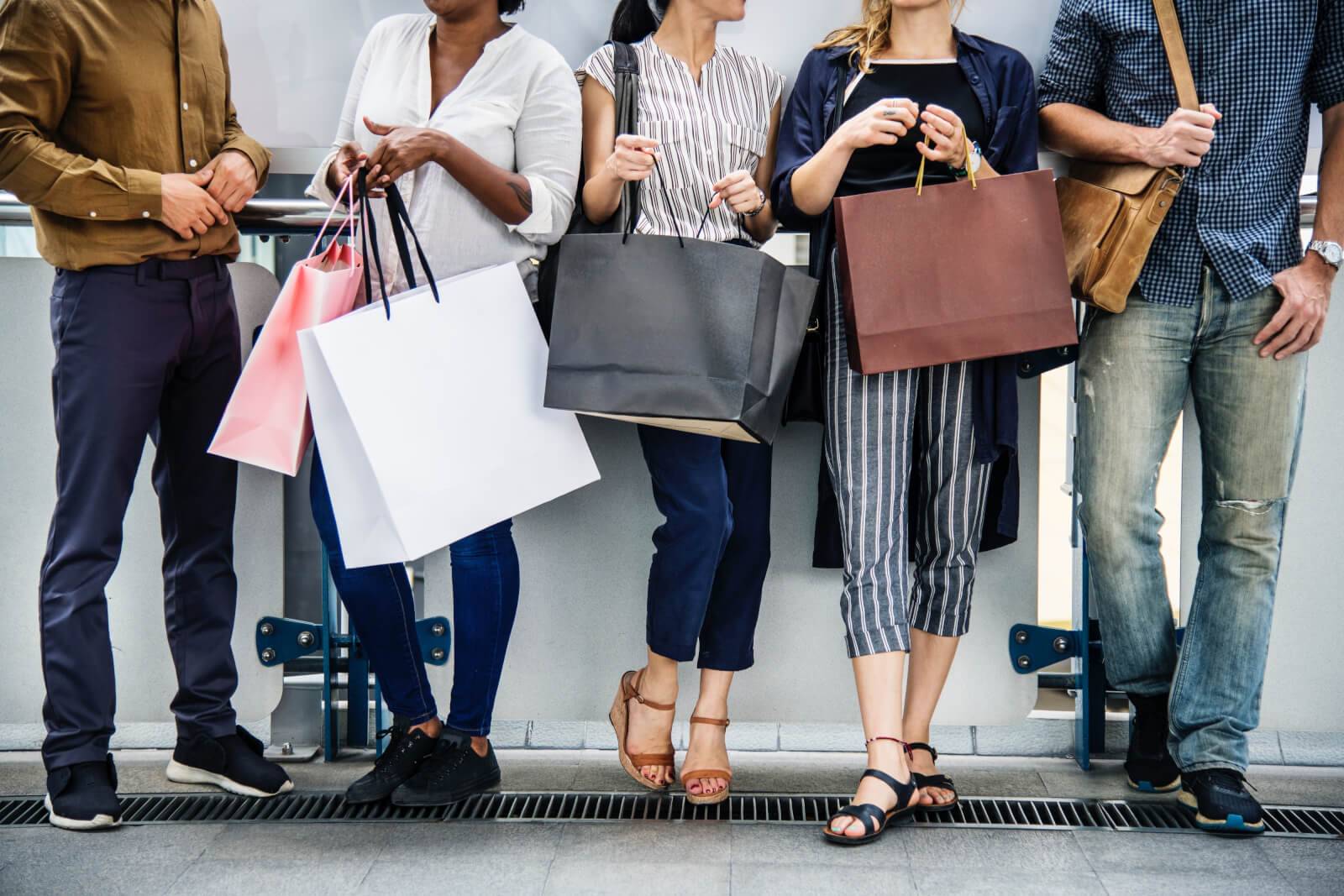 People with shopping bags