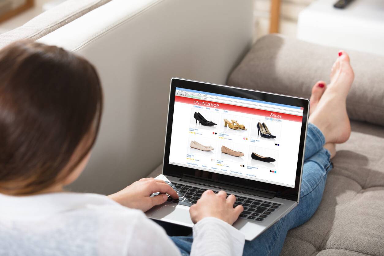 Woman online shopping