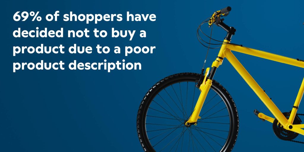 69% of shoppers have decided not to buy a product due to a poor product description