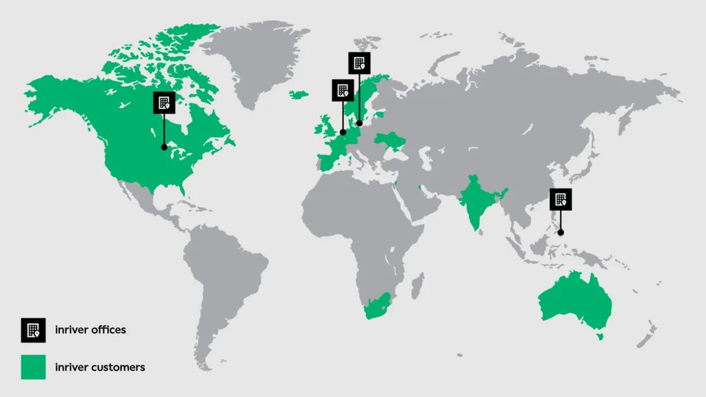 Map of inriver customers and offices