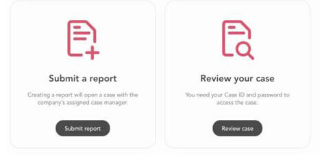 Report a case: Create report and review your case