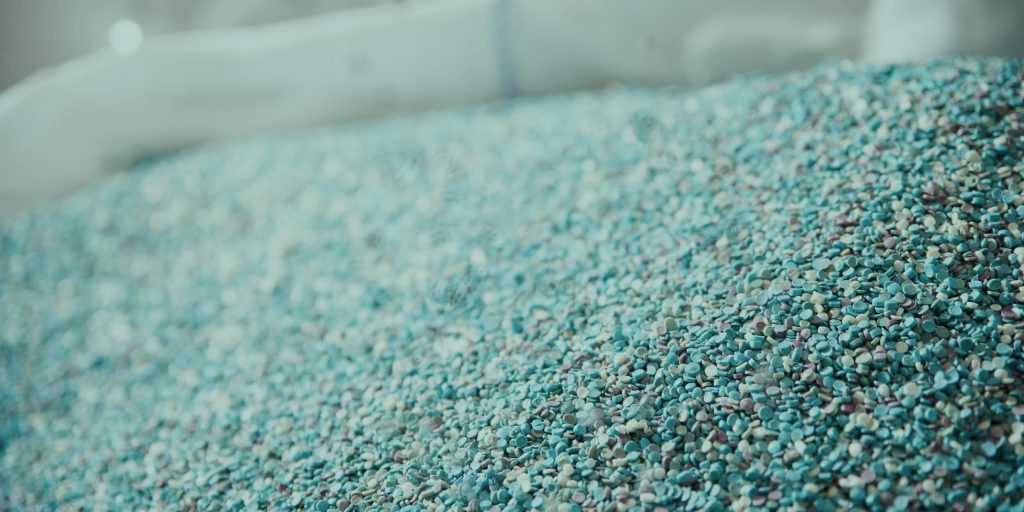 turquoise plastic pellets to be recycled as part of circular economy