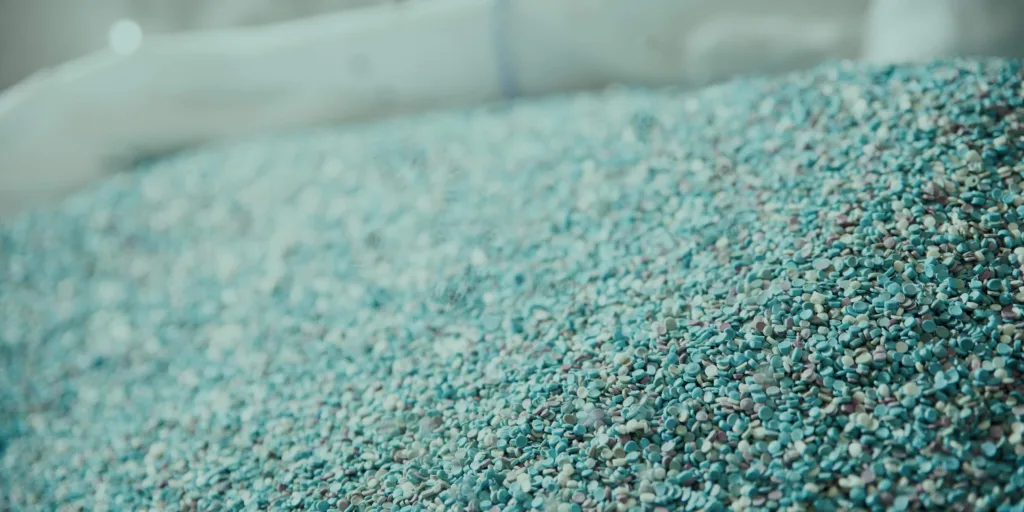 turquoise plastic pellets to be recycled as part of circular economy