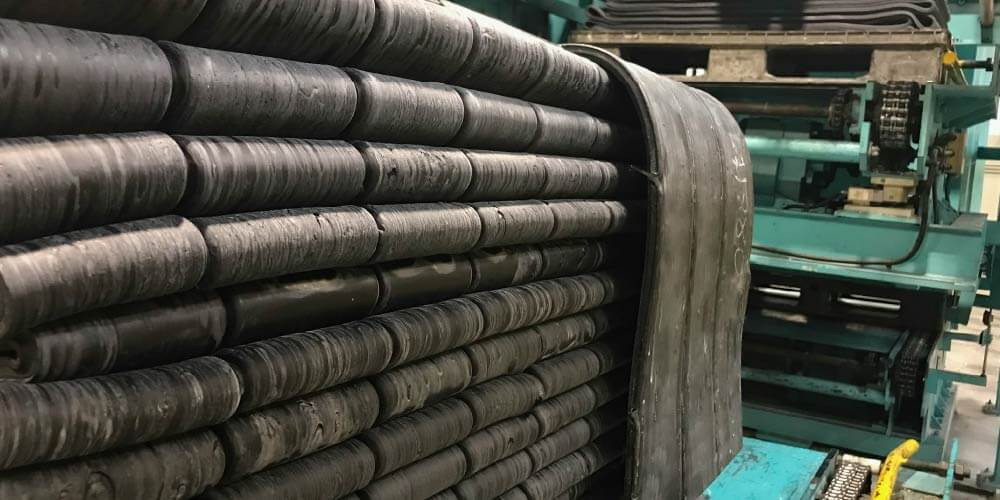 rubber in a factory.