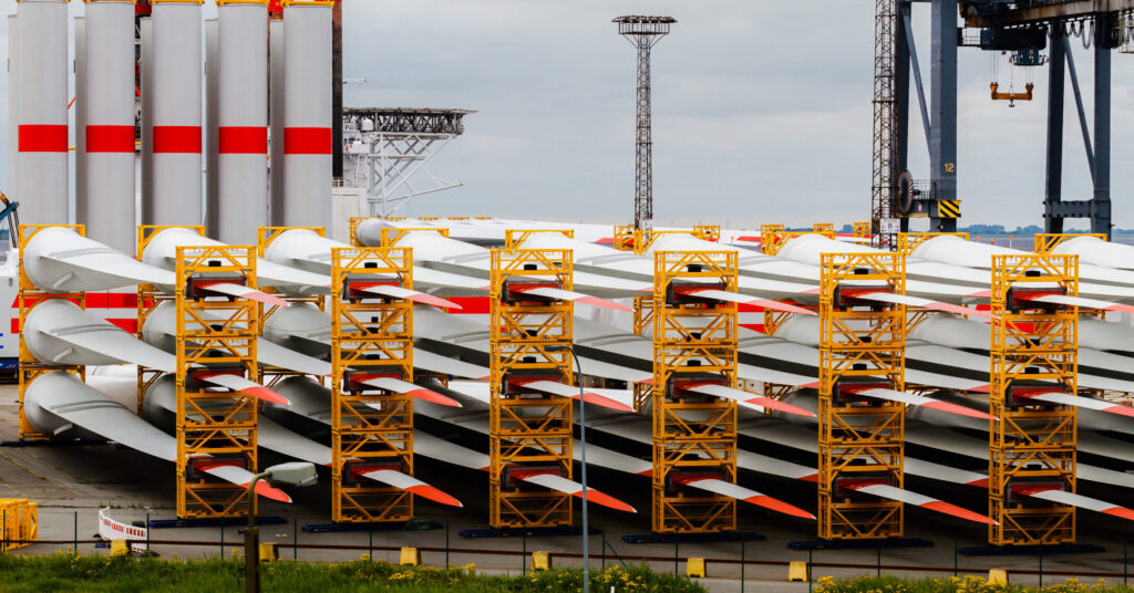 windmill blades at port