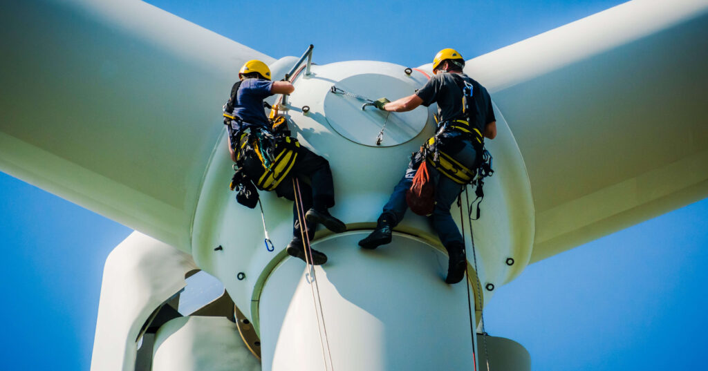 engineers on windmill