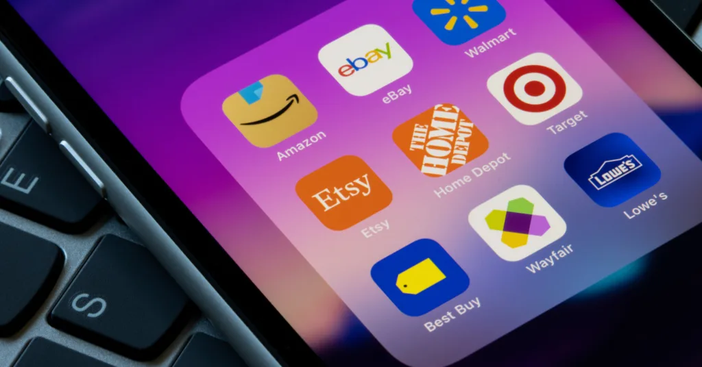 omnichannel concept showing apps of leading marketplaces