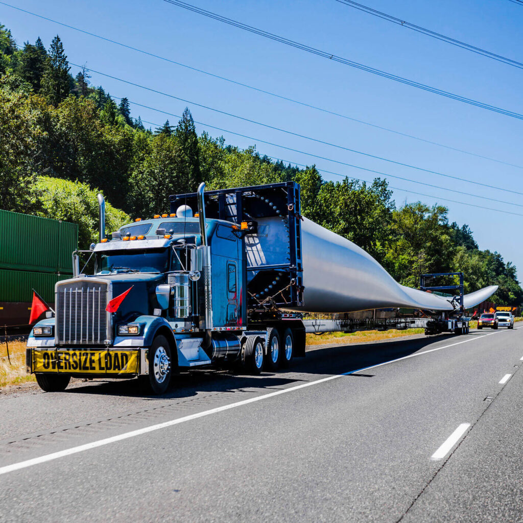 windmill blade being transported on US highway