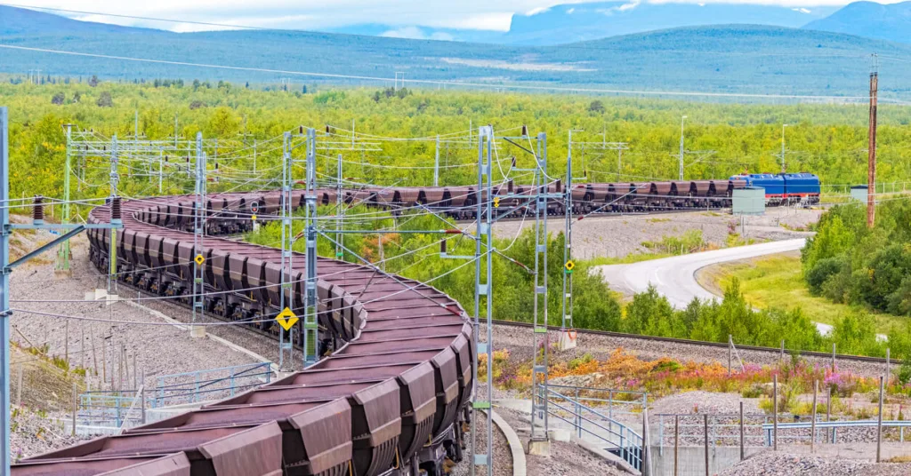iron ore freight train in NA rural setting