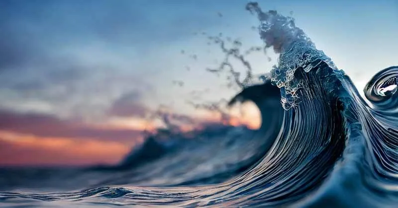 wave in ocean at dusk