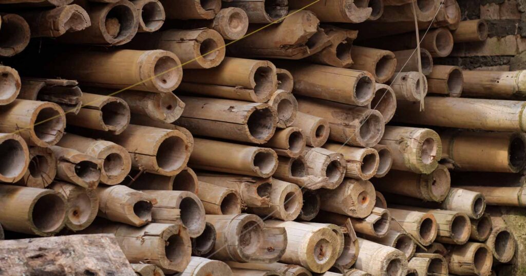 piles of recycled bamboo