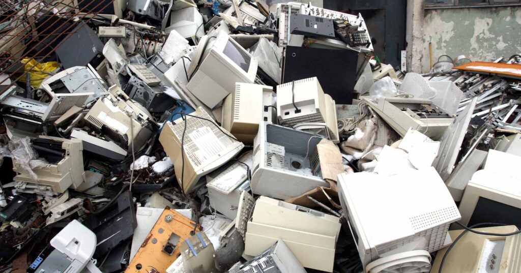 discarded electrical products in landfill