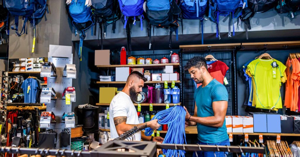 customer shopping in sporting goods store