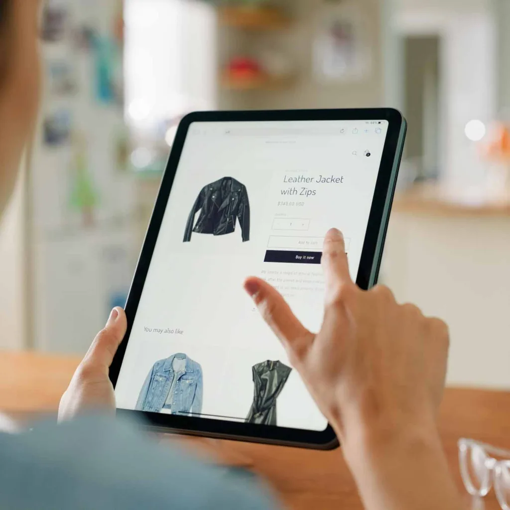 female shopper looking at clothes online