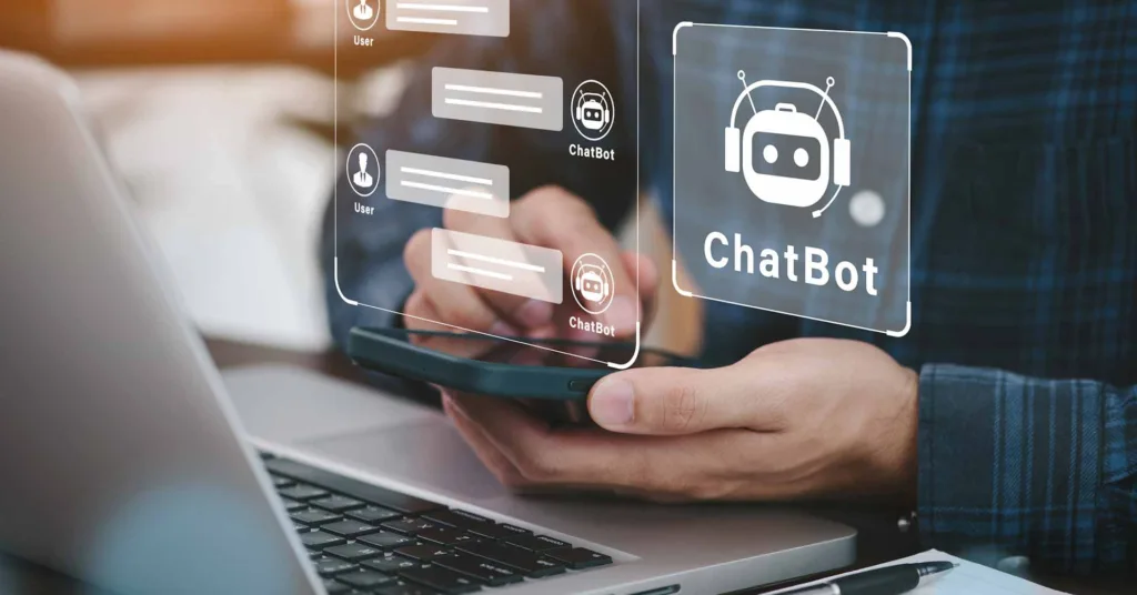 person using chatbot on e-commerce site