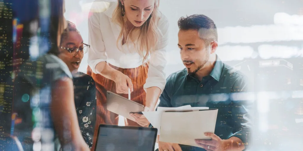 coworkers in a meeting office setting