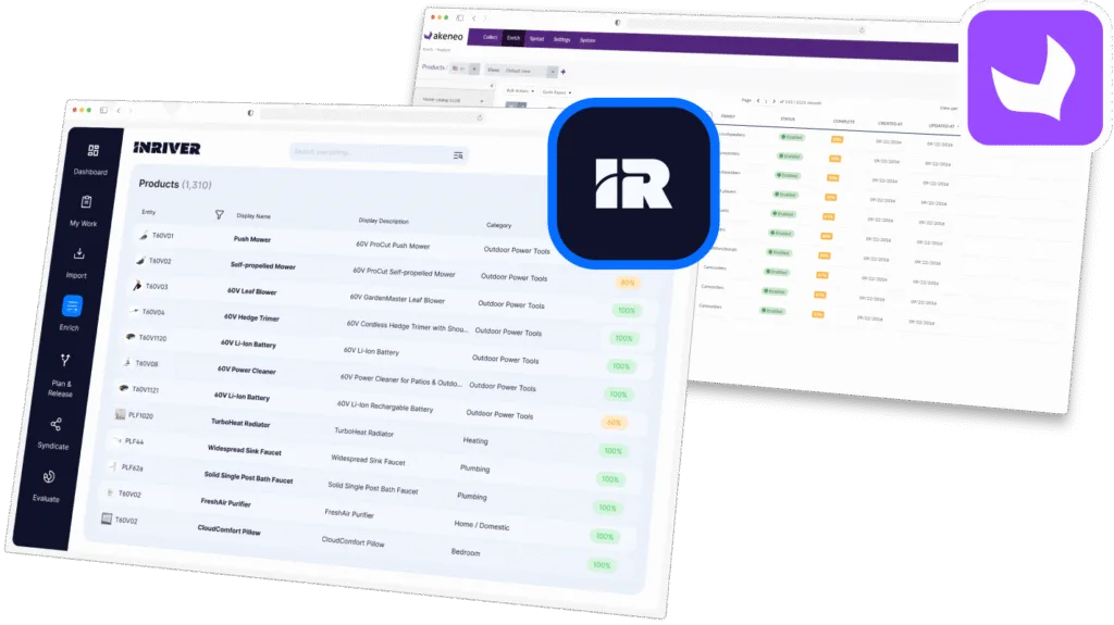 Inriver vs Akeneo: PIM screenshots