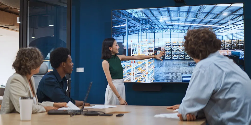 woman presenting in conference room