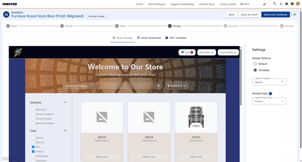 Inriver Brand Store admin interface example
